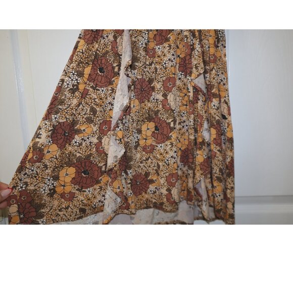 Beautiful Jessica Simpson Brown, Gold and Orange Floral Dress - Picture 3 of 4